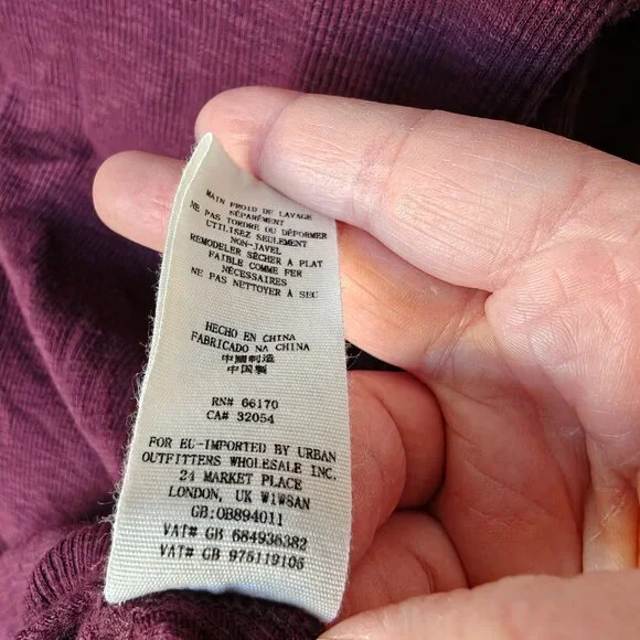 Free People Fair Isle Burgundy Purple Embroidered Thermal Top With Thumbholes - Picture 9 of 13